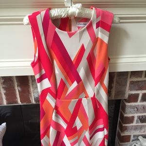 Calvin Klein hot pink and orange patterned dress
